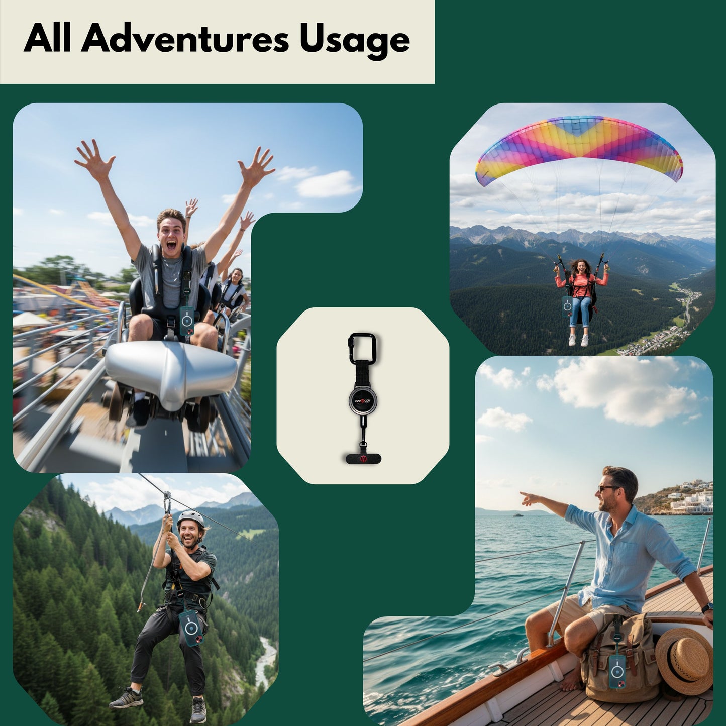 Guardia | Retractable Mobile Lanyard Holder for Anti-Theft & Anti-Drop Protection | 65cm Extendable Cable | Universal Phone Patch & Carabiner Hook | Smart Everyday Companion