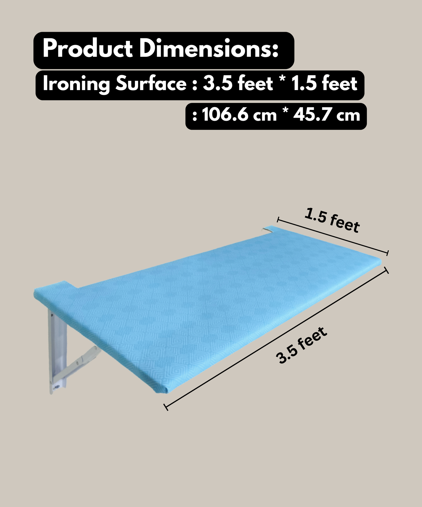 Eze Wall Mounted Foldable Ironing Board | Multipurpose Utility Board | Compact 3.5ft × 1.5ft Space-Saving Design | Removable Ironing Cover | Pre-Laminated Wooden Board. (SkyMatrix (SkyBlue))
