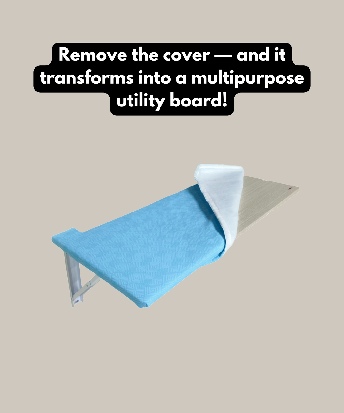 Eze Wall Mounted Foldable Ironing Board | Multipurpose Utility Board | Compact 3.5ft × 1.5ft Space-Saving Design | Removable Ironing Cover | Pre-Laminated Wooden Board. (SkyMatrix (SkyBlue))